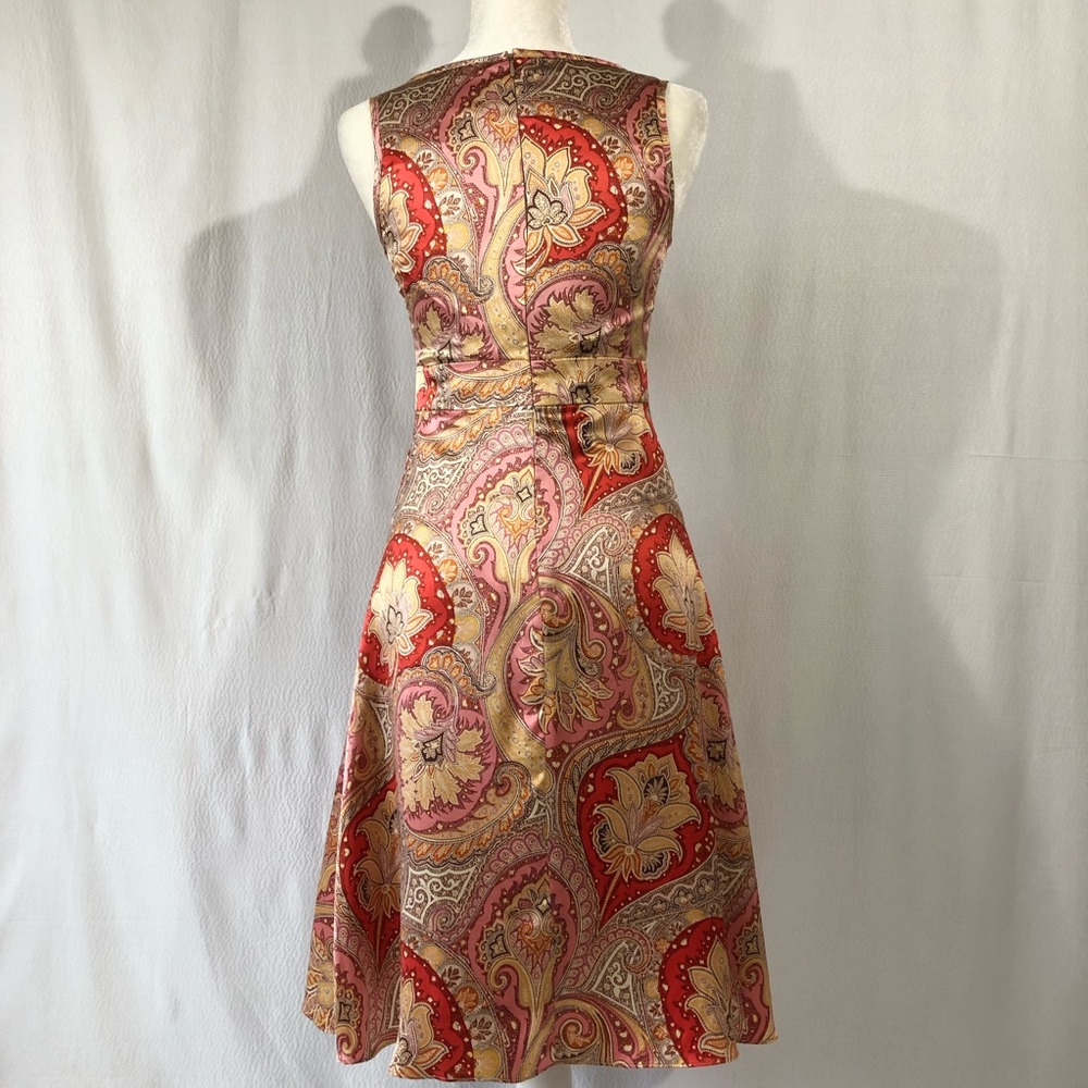 Jane Hamill Gold and Pink Paisley Silk  Dress - Picture 5 of 8